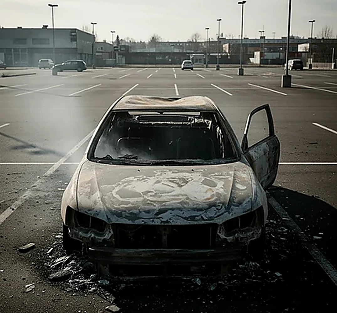 Burnt-out stolen car